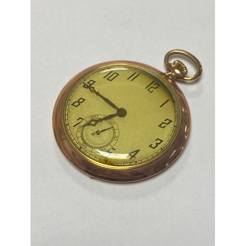 61 - A 9ct gold cased open face pocket watch -