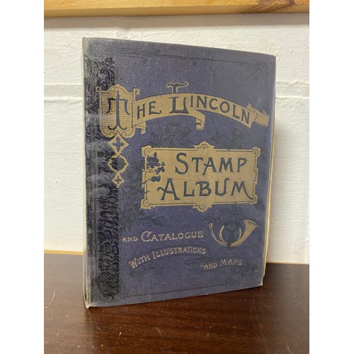 182 - Stamps: a Lincoln Stamp album with GB and World stamps, QV -