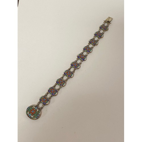 28 - A late 19th/early 20th century Russian silver and enamel bracelet, composed of enamel links, with 84... 