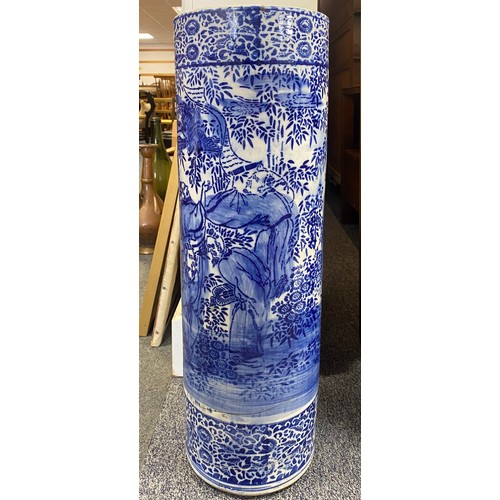 83 - A blue and white Chinese stick stand (a/f) -