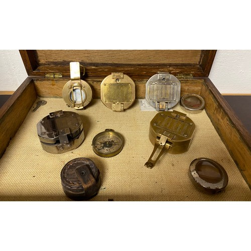 272 - A small mixed lot, including Stanley natural Sine compasses, cased drawing instruments etc -