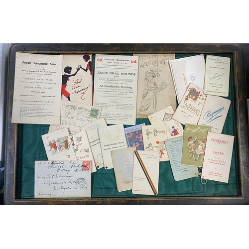 275 - Ephemera: an interesting collection of ephemera, including sporting and theatrical, dance cards, men... 