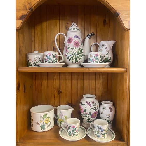 86 - A Portmeirion Botanical Garden coffee service, two vases, planters etc -