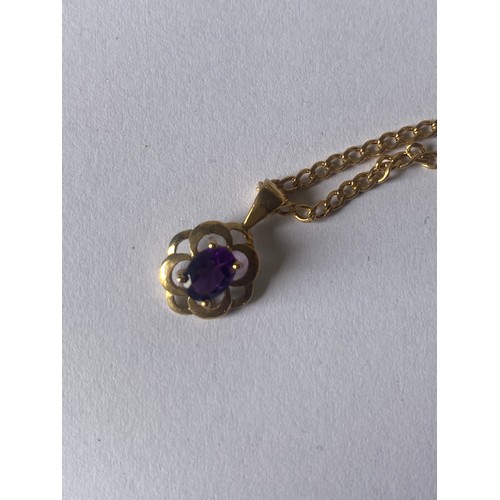 18 - An amethyst pendant on 9ct gold chain -