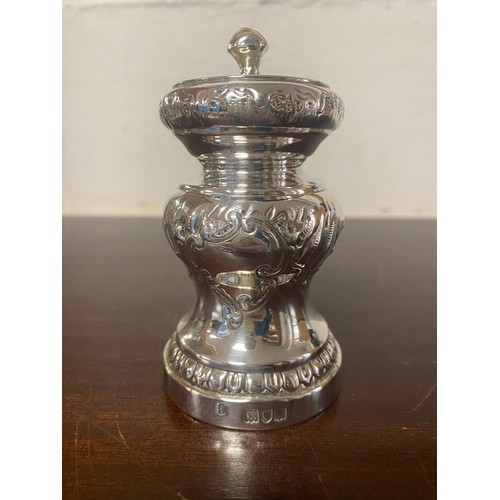 47 - A late Victorian silver pepper mill and a quantity of plated wares -