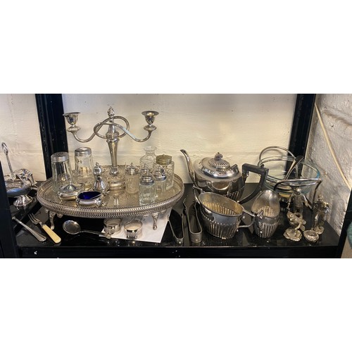 93 - Three silver plated teasets and other plated wares -