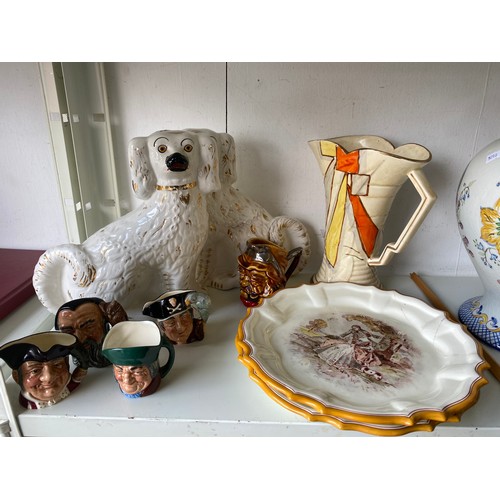 197 - A quantity of decorative china, including a pair of Staffordshire mantel dogs -