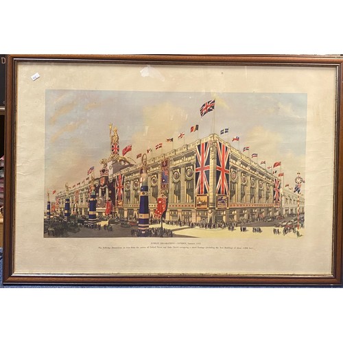 216 - Two 1935 framed prints of Jubilee Decorations, London 1935 -