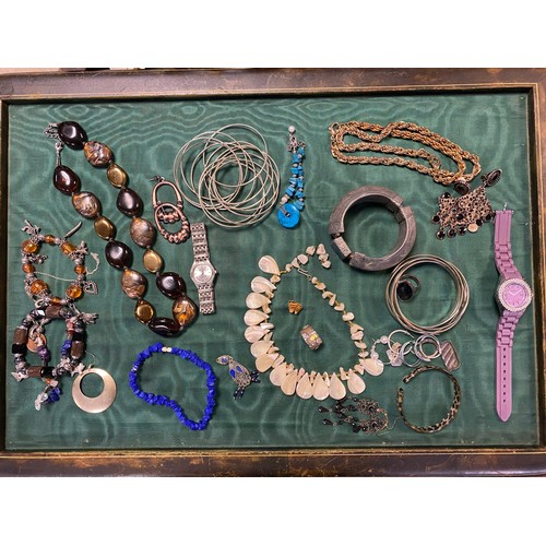 72 - A mixed lot of costume jewellery, watches, compacts etc -