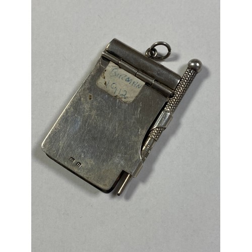 42 - An early 20th century aide memoir, Birmingham 1912, with suspension loop and slide pencil -