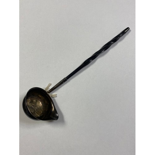 48 - A Georgian silver toddy ladle, possibly Elizabeth Morley, with silver bowl and twisted baleen handle... 