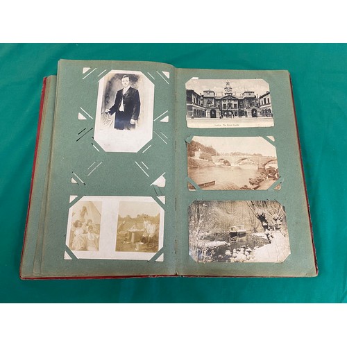 224 - Postcards: an early 20th century album of approximately 135 postcards, many R P, social history, boa... 