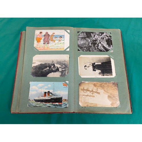 224 - Postcards: an early 20th century album of approximately 135 postcards, many R P, social history, boa... 