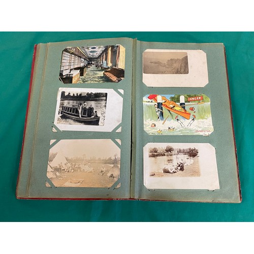 224 - Postcards: an early 20th century album of approximately 135 postcards, many R P, social history, boa... 