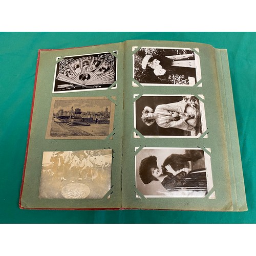 224 - Postcards: an early 20th century album of approximately 135 postcards, many R P, social history, boa... 