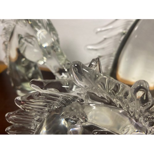 118 - A group of decorative glass horse's heads and other glass, some signed -