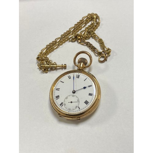 58 - An early 20th century rolled gold open face presentation pocket watch, case by Dennison, with associ... 