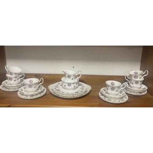 64 - A Royal Albert 'Sweet Violets' part tea set, for six -