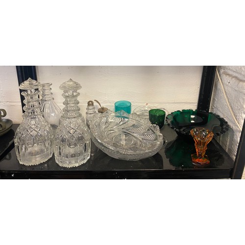 85 - A pair of 19th century cut glass decanters and other glasses -