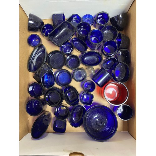 24 - A quantity of blue glass cruet and other liners -