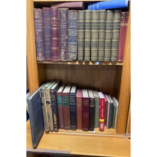 131 - Two shelves of books, mostly reference, to include 19th century Old & New London -