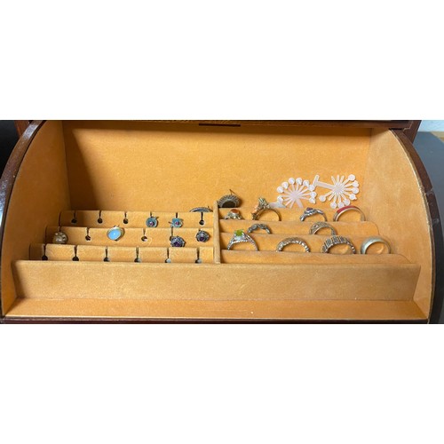 41 - Two jewellery boxes and contents, to include silver bangle and chains, filigree bracelet, watches, c... 