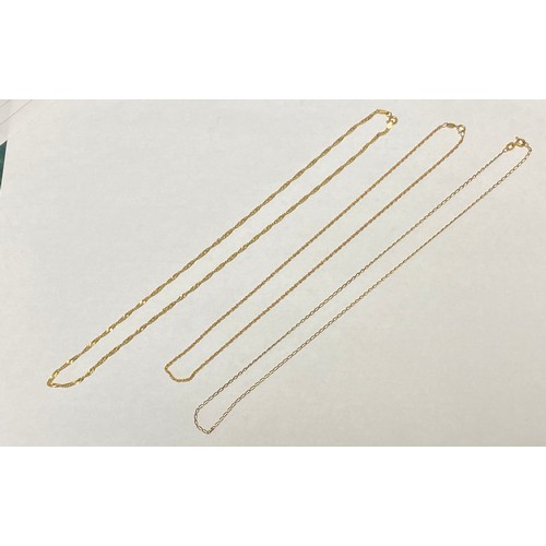 50 - Three 9ct gold fine link chains -