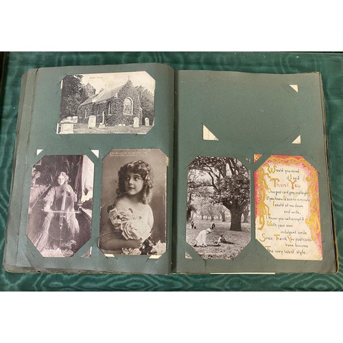 192 - Postcards: an album of approximately 125 postcards, including photographic, schools, topographical a... 
