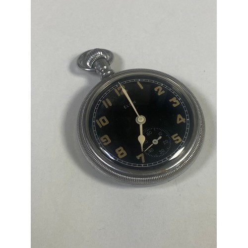 13 - An Elgin WWI military issue open face pocket watch, case stamped TK5388, black rhodium dial and hand... 