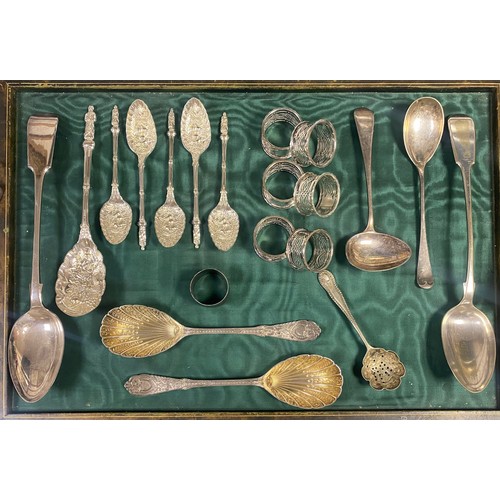 21 - A quantity of silver plated cutlery, flatware, napkin rings etc -