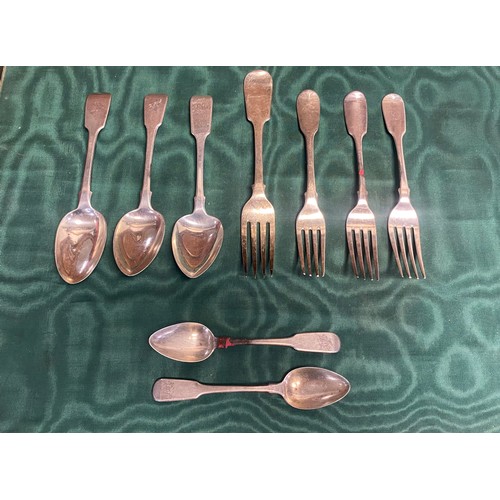 31 - A small quantity of antique silver flatware, various dates and makers -