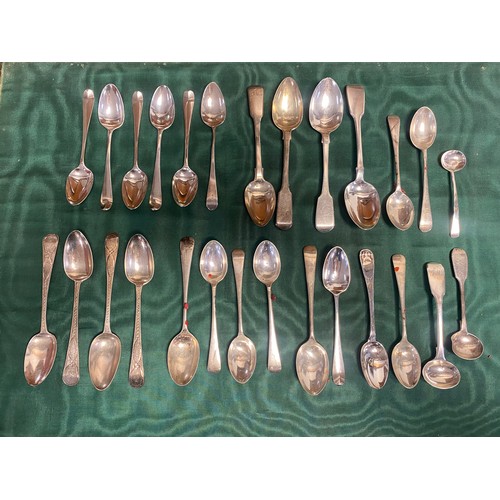 36 - A quantity of antique silver teaspoons and salt spoons, various dates and makers -