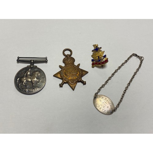 48 - Militaria: a WWI 1914-18 medal and 1914-15 Star, awarded to Dvr M Berndall ASC, together with a silv... 