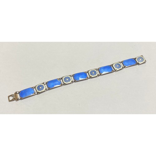 54 - A modernist silver and enamel bracelet, by David Andersen, Norway, composed of alternating white and... 