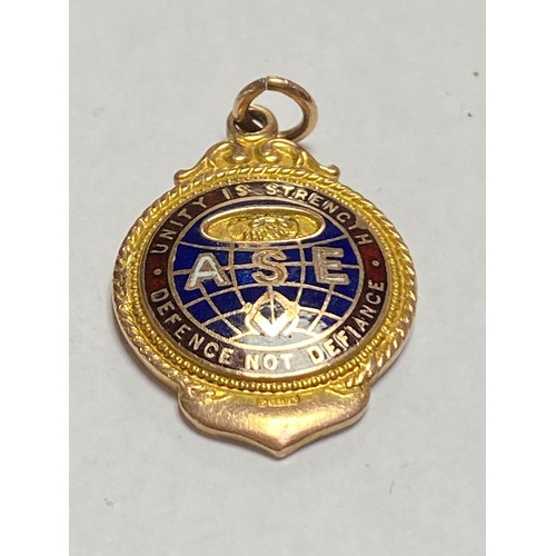 127 - A 9ct gold and enamel medal, together with a RAOB ribbon and jewel etc -