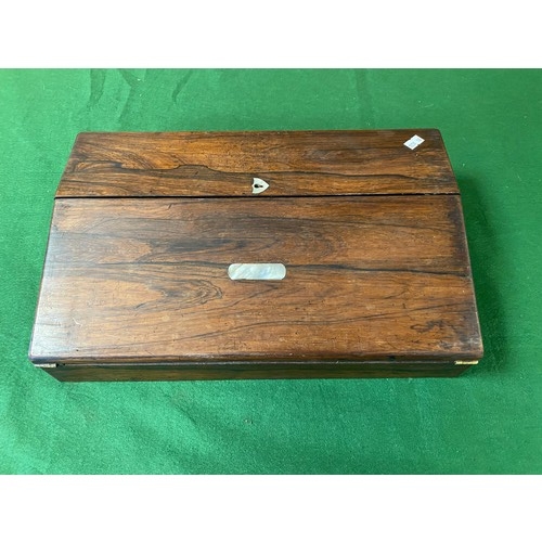 134 - A 19th century rosewood writing slope, with mother-of-pearl inlay (interior lacking) -