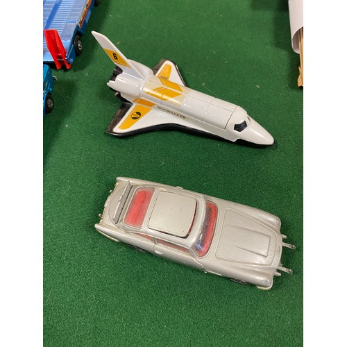 188 - Toys: a Corgi James Bond Moonraker space shuttle, a DB5 and other die cast toys -