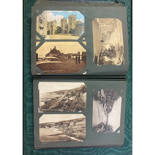 191 - Postcards: an album of approximately 200 postcards, including R P -