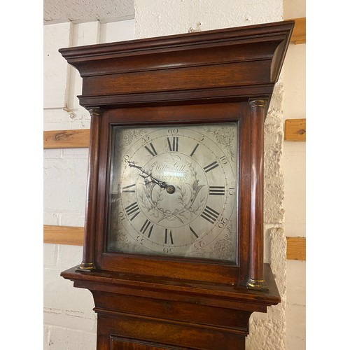 355 - A Georgian mahogany cased grandfather clock, the dial signed for William Gill of Hastings -