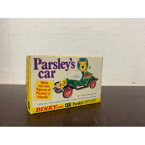 204 - Dinky: 477 Parsley's Car Morris Oxford (Bull Nosed), boxed -