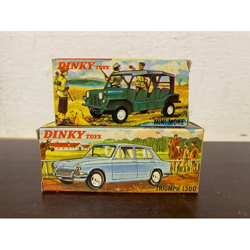 208 - Dinky: two cars, comprising 162 Triumph 1300 and 342 Austin Mini-Moke, both boxed -