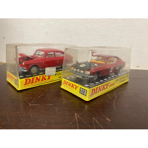 220 - Dinky: 163 Volkswagen 1600 TL Fastback and 213 Ford Capri Rally Car, both boxed -