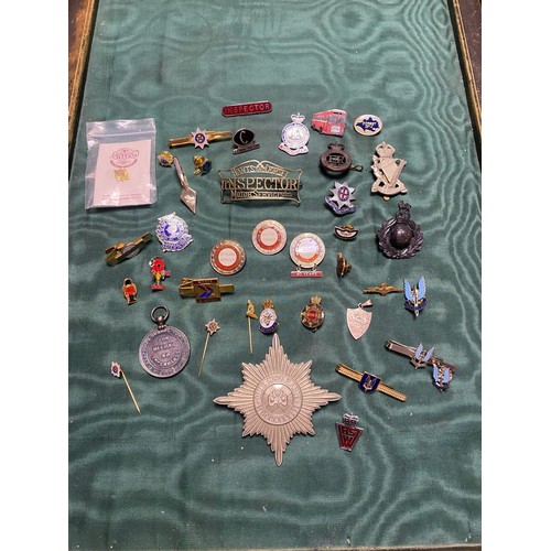 242 - A group of vintage badges, to include silver and enamel Wilts & Dorset Bus Co. Long Service medal, m... 