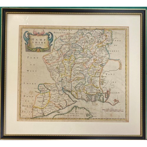 151 - Robert Morden: Hampshire, a hand coloured map -