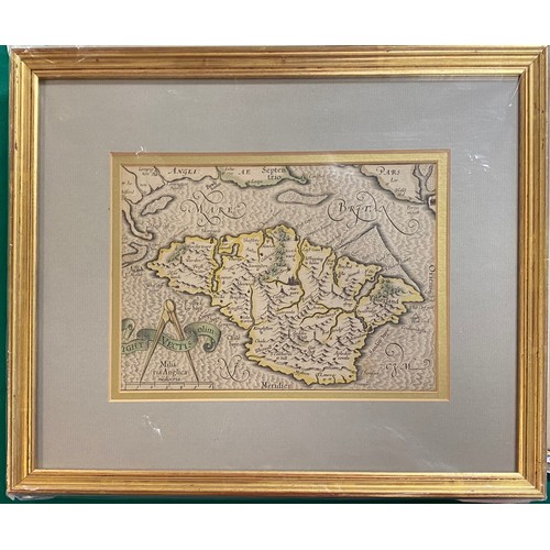 152 - Mercator: Vectis, a hand coloured map of the Isle of Wight -