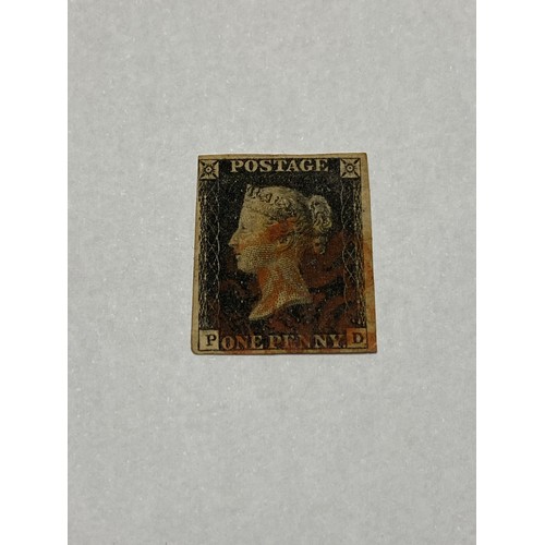 248 - Stamps: 1840 1d black, PD, plate 4, 4 margins -