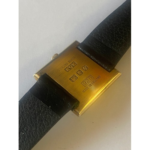 47 - A vintage silver gilt wristwatch by Roy King, with signed square dial, hallmarked for 1975 -