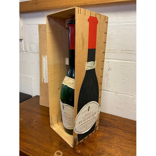 296 - A presentation 1978 Le Piat de Beaujolais Jeroboam, bottle, empty, in crate -