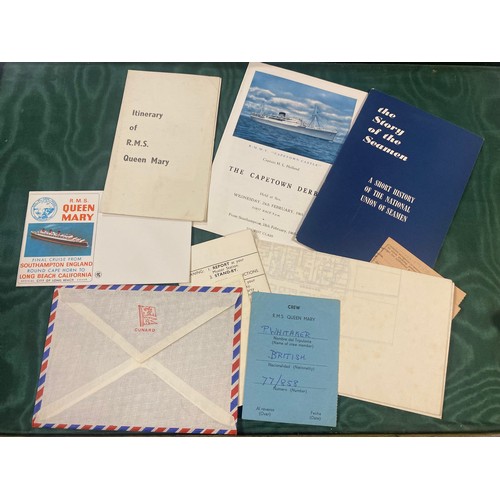 266 - A collection of Cunard menus and other ephemera, 1950's and 1960's, and other ephemera -