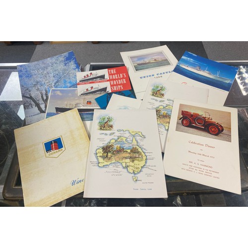 266 - A collection of Cunard menus and other ephemera, 1950's and 1960's, and other ephemera -